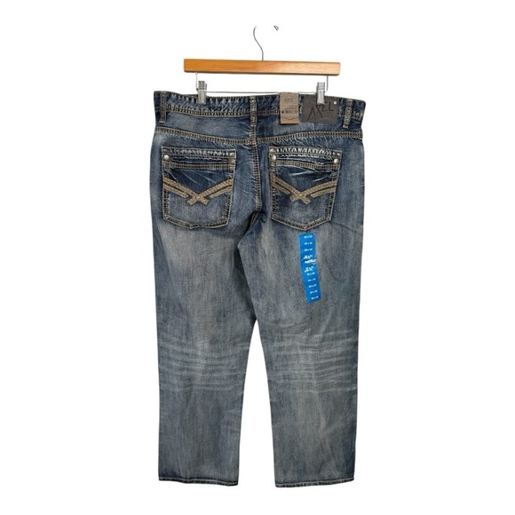 Axel Jeans Treadwell Relaxed Straight Fit Men’s Embellished Faded JeanNew 38 X32 - Picture 9 of 16